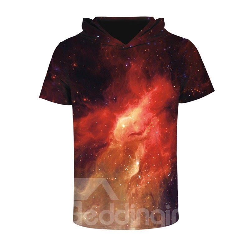 Light in the Galaxy 3D Printed Short Sleeve for Men Hooded T-shirt - Image 4