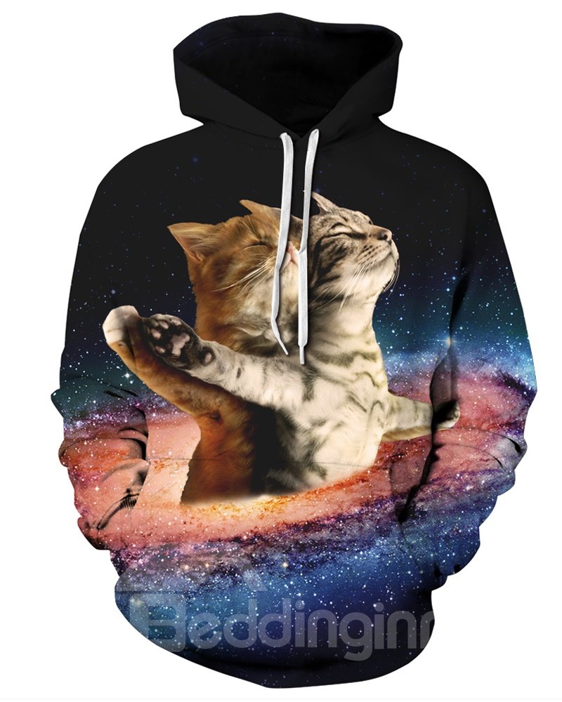 Cats Fall in Love Like Titanic Pattern Long Sleeve 3D Painted Hoodie - Image 5