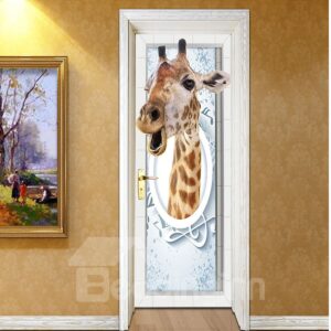 30¡Á79in Giraffe PVC Durable Environmental and Waterproof 3D Door Mural