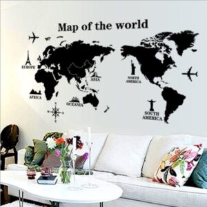 Unique Design Map of World Print Wall Stickers