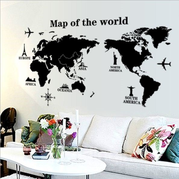 Unique Design Map of World Print Wall Stickers