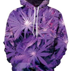 Modern Long Sleeve Purple Leaves Pattern 3D Painted Hoodie