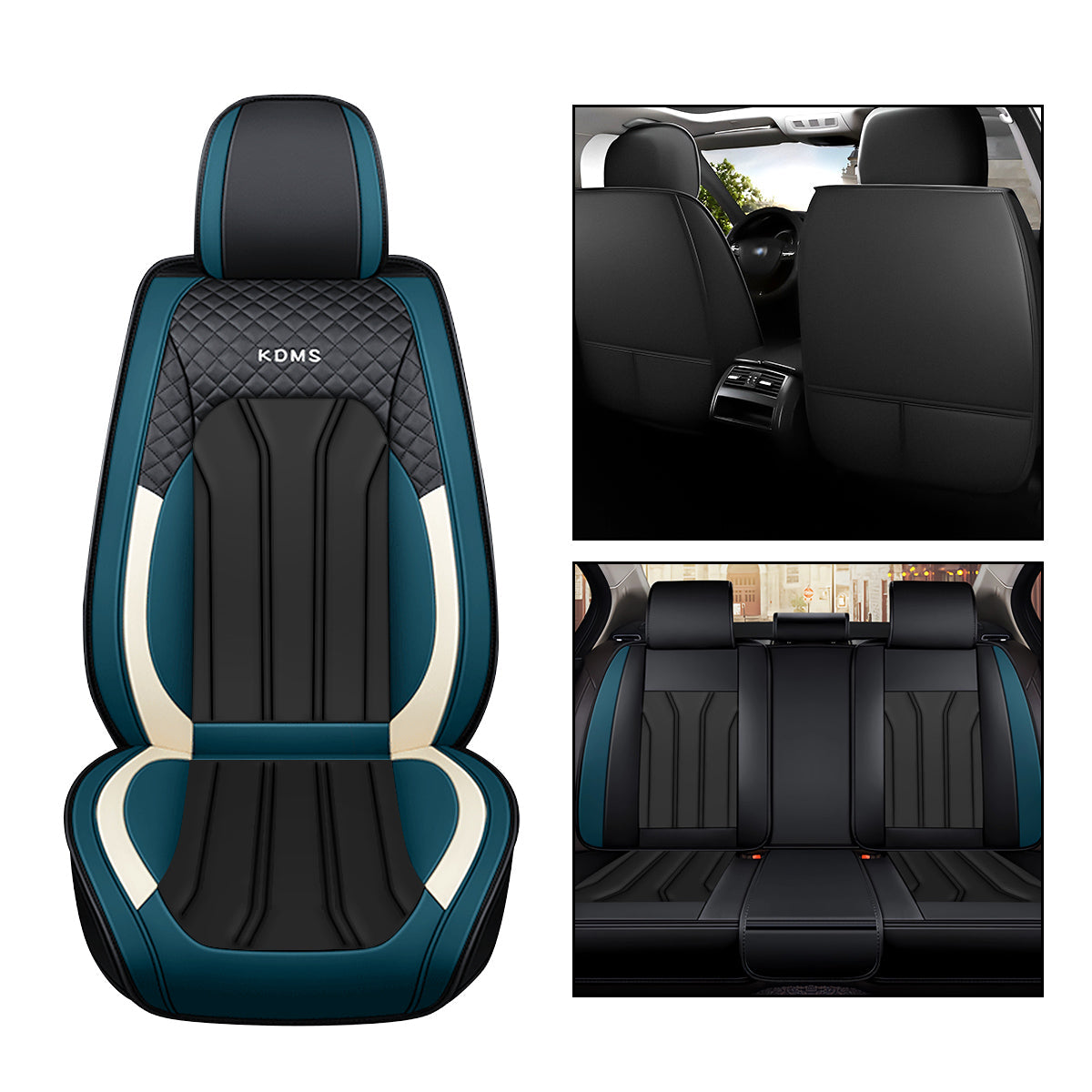 Faux Leather Geometric Pattern Car Seat Cover Full Set for 5-Seat Sedan SUV Universal Fit Auto Cushion Cover - Image 9
