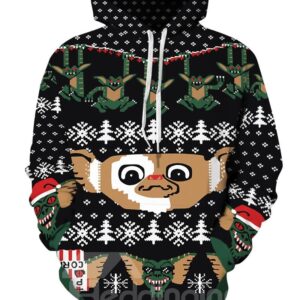 Long Sleeve Bat and Elves Christmas Pattern 3D Painted Hoodie