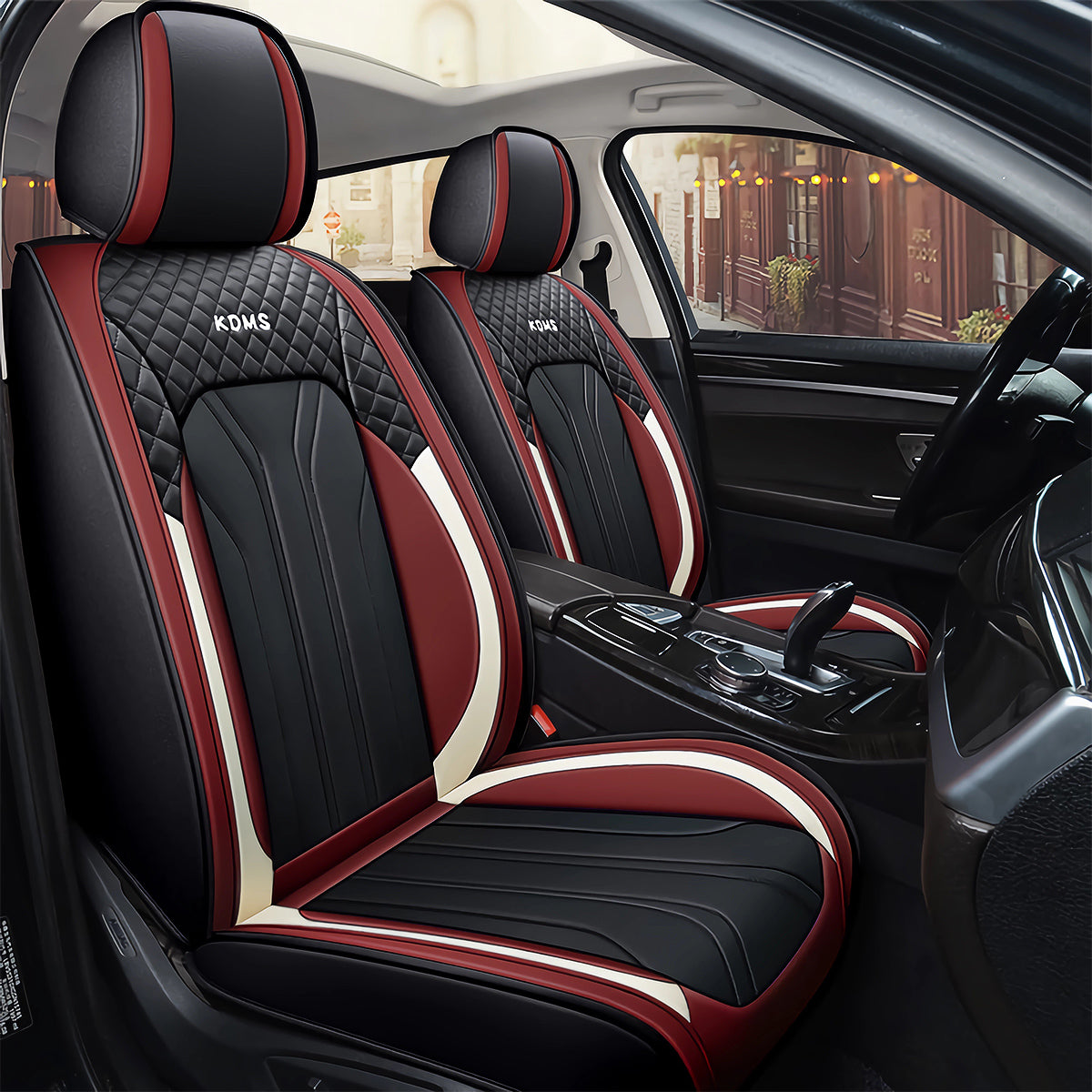 Faux Leather Geometric Pattern Car Seat Cover Full Set for 5-Seat Sedan SUV Universal Fit Auto Cushion Cover - Image 6