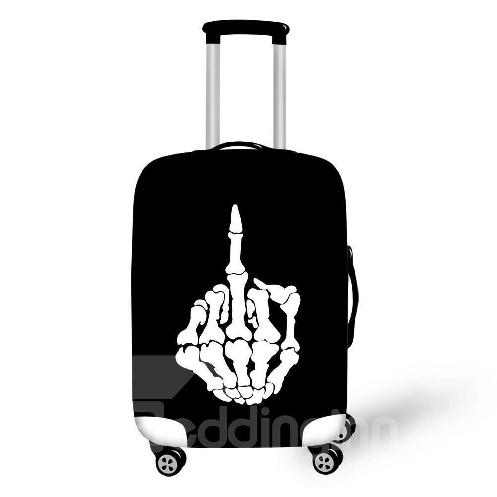 Skeleton Finger FXXK Personality Style Spandex Waterproof Washable 3D Travel Luggage Cover - Image 2