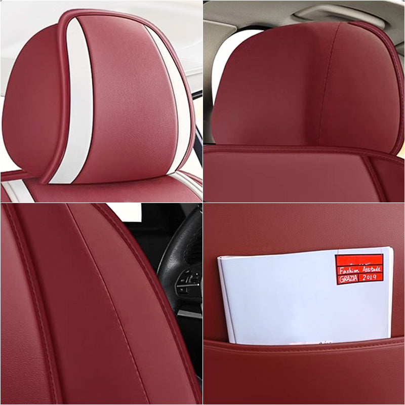 Star Pattern Car Seat Covers Universal Fit Full Set Faux Leather Cushion Covers - Image 3