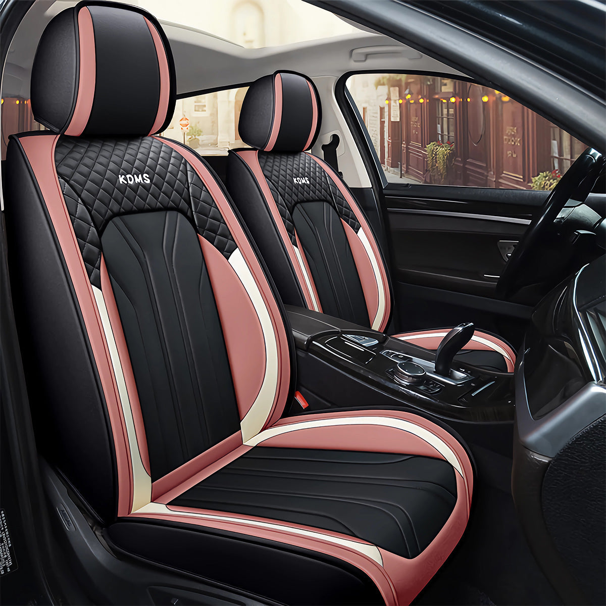 Faux Leather Geometric Pattern Car Seat Cover Full Set for 5-Seat Sedan SUV Universal Fit Auto Cushion Cover - Image 10