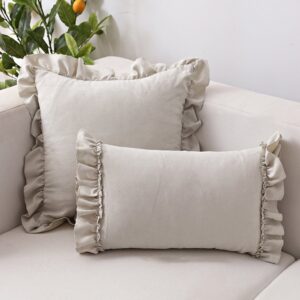 Frilled French Throw Pillow Suede Sofa Bed Head Pillow 1 Square Cushion