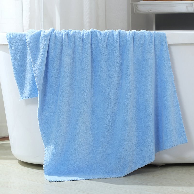 Coral Fleece Thick Rectangular Plain Towel Plain Highly Absorbent Quick-Dry Soft Large Bath Towel for Men and Women 28*55inch - Image 3