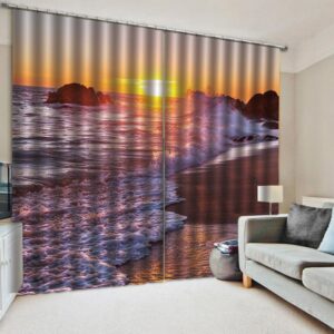 Blackout Decorative 3D Scenery Window Curtains HD Graphic Designs Printed No Pilling No Fading Free Hooks Easy to Install