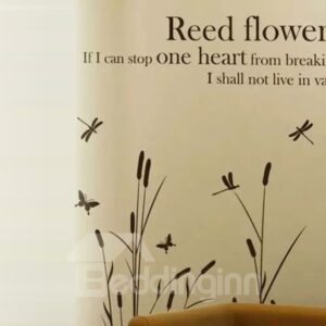 Removable Country Style Dragonfly and Reed Pattern Wall Stickers