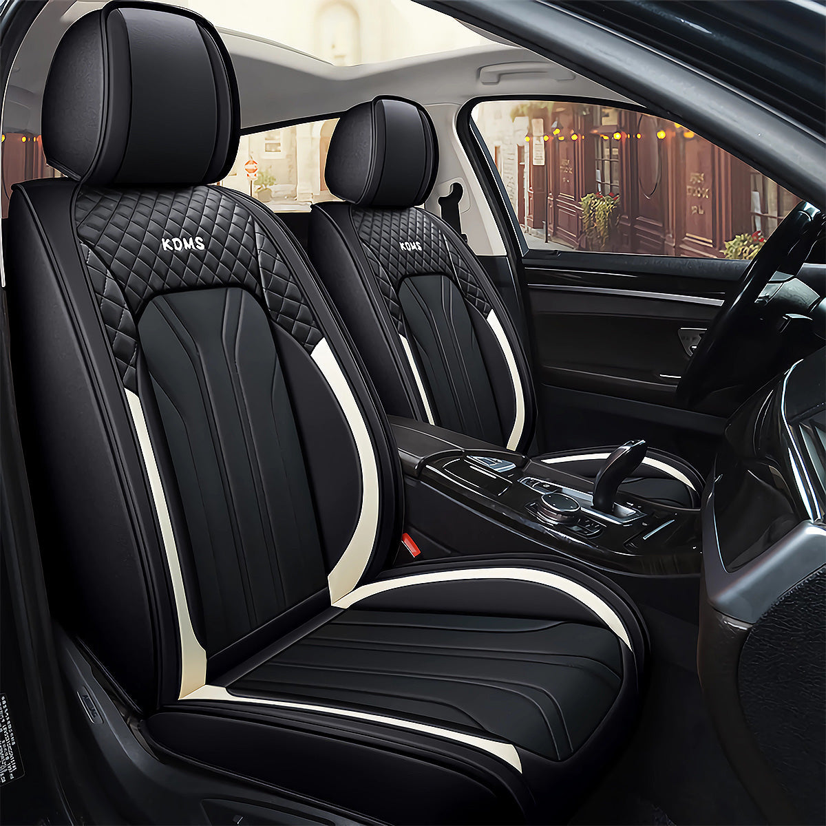 Faux Leather Geometric Pattern Car Seat Cover Full Set for 5-Seat Sedan SUV Universal Fit Auto Cushion Cover - Image 12