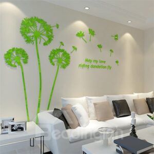 4 Color Acrylic Material Dandelion Pattern Living Room 3D Wall Sticker