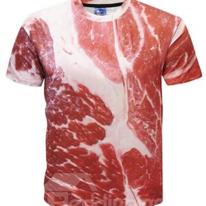 Hot Meat Print Round Neck Tee Men 3D Graphic Short Sleeve Tops T-Shirt