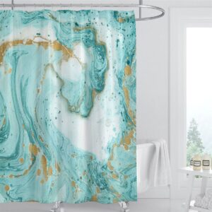 Green Marbling 3D Shower Curtain Bathroom Partition Curtain Durable Waterproof Mildew Proof Polyester