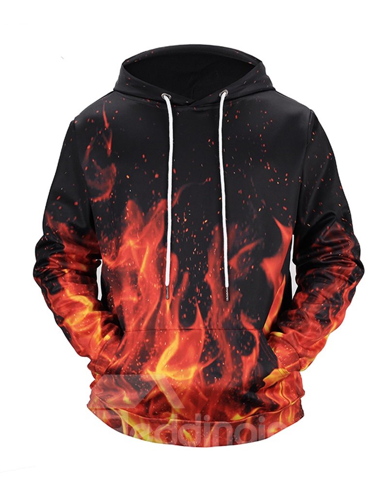 Pullover Loose Model Casual Style Kangaroo Pocket Workout 3D Painted Hoodie - Image 4