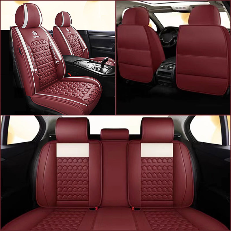 Star Pattern Car Seat Covers Universal Fit Full Set Faux Leather Cushion Covers - Image 6