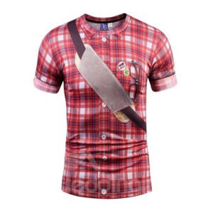 Amazing Round Neck Grids And Belt Pattern 3D Painted T-Shirt