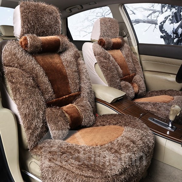 Classic And Soft Fluffy Material Autumn Winter Warm Universal Car Seat Cover - Image 2