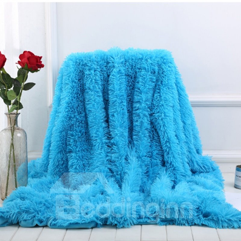 Sky Blue Princess Style Super Soft and Fluffy Throw Blanket - Image 2