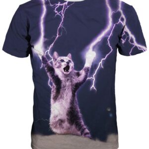 Thunder Pray Cat Personality Style Comfortable Round Neck 3D Painted T-Shirt
