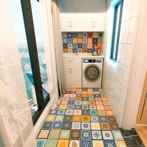 40Pcs Non-Slip Floor Sticker for Home Decor Peel and Stick Self-Adhesive Wall Sticker for Living Room Kitchen Bathroom 5.9x5.9 inch