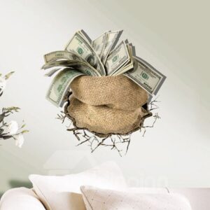 Gorgeous Creative 3D Monery in a Sack Design Wall Sticker