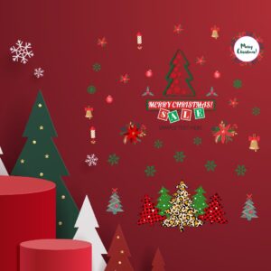 Christmas Decal 3D Stickers Christmas Tree Window Holiday Decorations Glass Stickers for Living Room Bedroom Window Door 30*60cm*2PCS