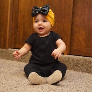 Baby Sequined Bow Hat Baby Gift Solid Color