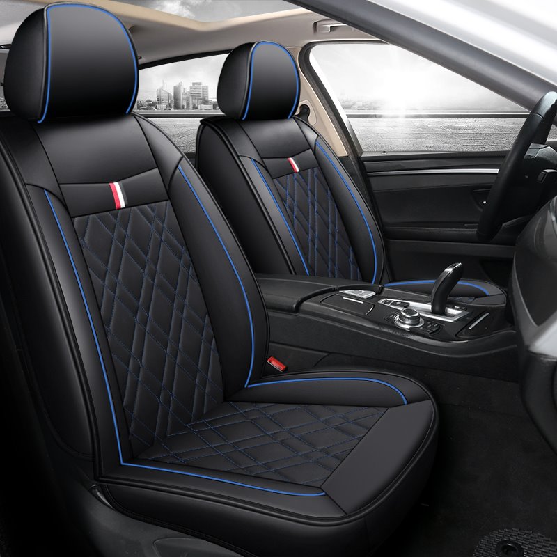 Simple Style 5PCS Car Seat Covers Full Set with Waterproof Leather Airbag Compatible Automotive Vehicle Cushion Cover Universal Fit for Most Cars £¨Ford Mustang and Chevrolet Camaro are Not Suitable£© - Image 3