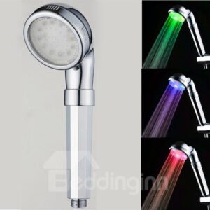 Wall-Mount Temperature Sensor 3 Colors Changing Negative Ion Led Shower Head