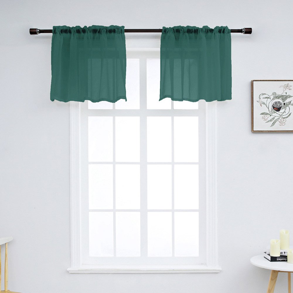 Modern Simple Solid Color Window Valance 1 Pc Sheer Voile Valance for Kitchens Bathrooms Basements & More - Image 8