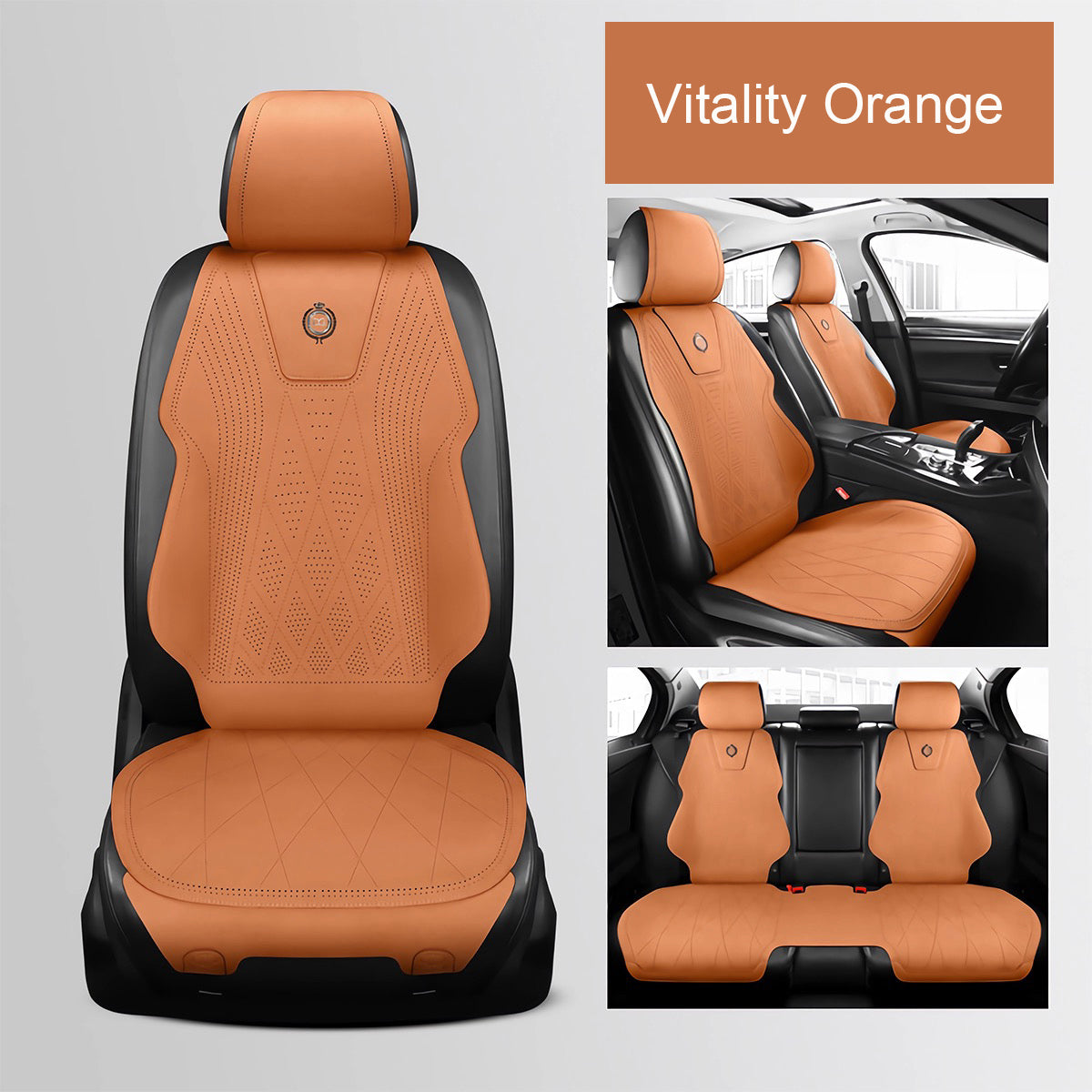 Microfiber Suede Car Seat Cover Full Set for 5-Seater Sedans SUV, Universal Fit, Pad Style - Image 5