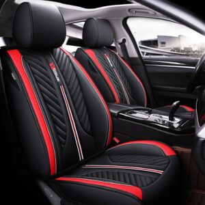 Color Block PU Sport Cotton Seat Cover 5 Seats Universal Fit Seat Covers Full Coverage With Waterproof Leather Wear-Resistant Dirty-Resistant Universal Fit Seat Covers