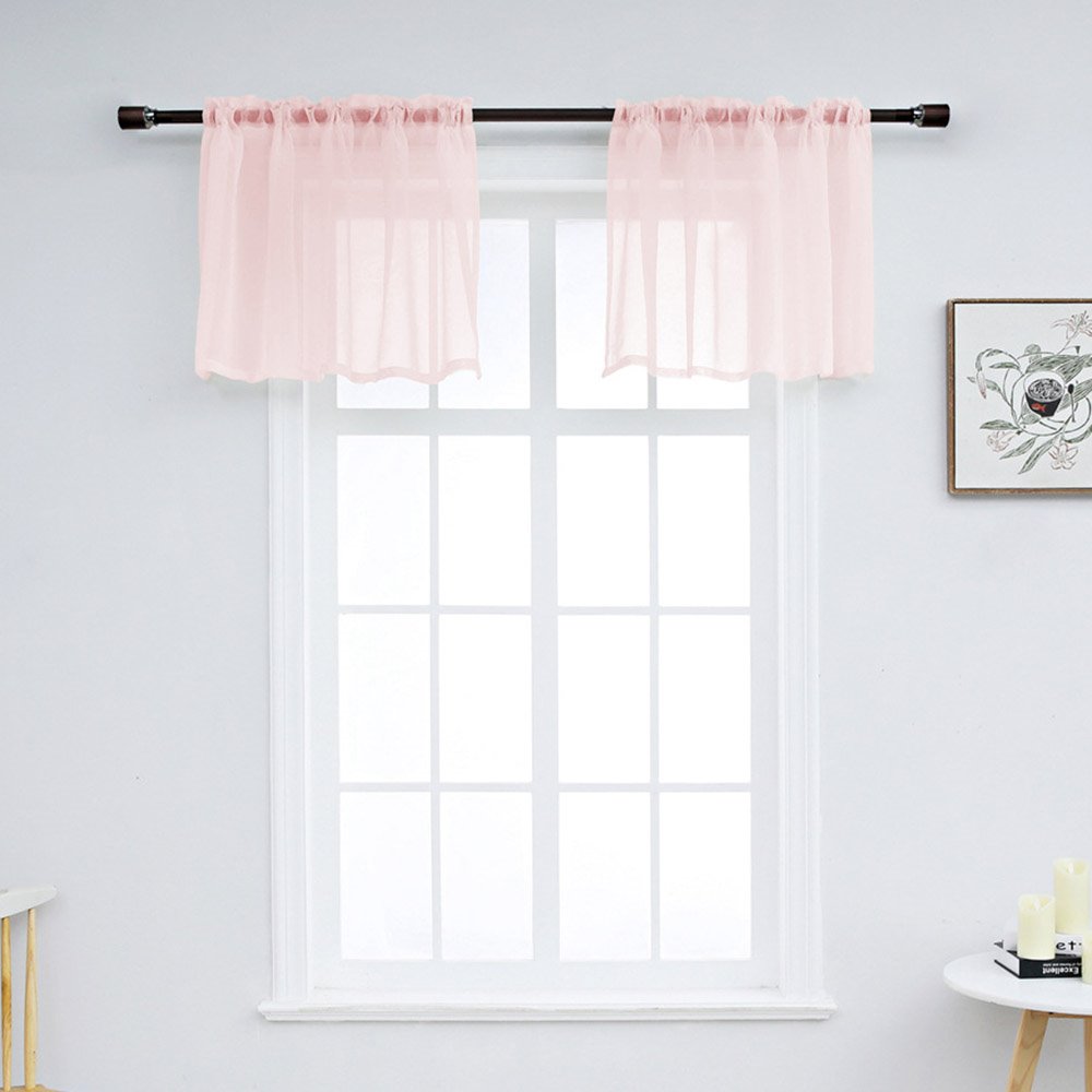 Modern Simple Solid Color Window Valance 1 Pc Sheer Voile Valance for Kitchens Bathrooms Basements & More - Image 12