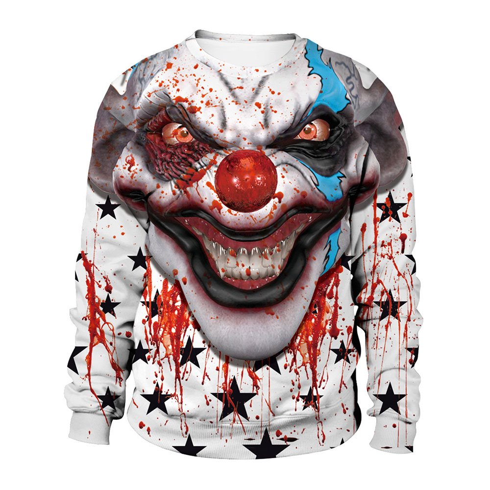 3D Halloween Joker Bleeding Print Unisex Pullover Hoodies Fashion Long Sleeve Sweatshirt Sportswear - Image 2
