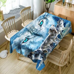Creative 3D Tablecloth Wolf Pattern Waterproof Tablecloth Wedding Party Decoration Rectangular Tablecloth