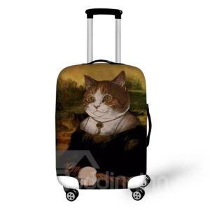 Cat's Smile Mona Lisa Style Waterproof Spandex 3D luggage Covers