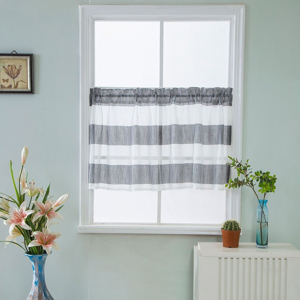 Modern Striped Polyester Window Valance 1 Pc Short Curtain for Kitchens Bathrooms Basements & More - Image 4