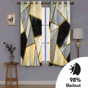 3D Modern Creative Geometry Color Block Printed Blackout Decoration 2 Panels Curtain Drapes for Living Room No Pilling No Fading No off-lining