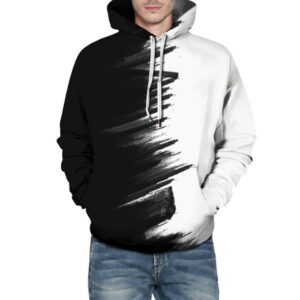 Creative 3D Printed Men's Hoodie Black And White Couple Outfit Unisex Pullover Hoodies Fashion Long Sleeve Loose Sweatshirt Sportswear