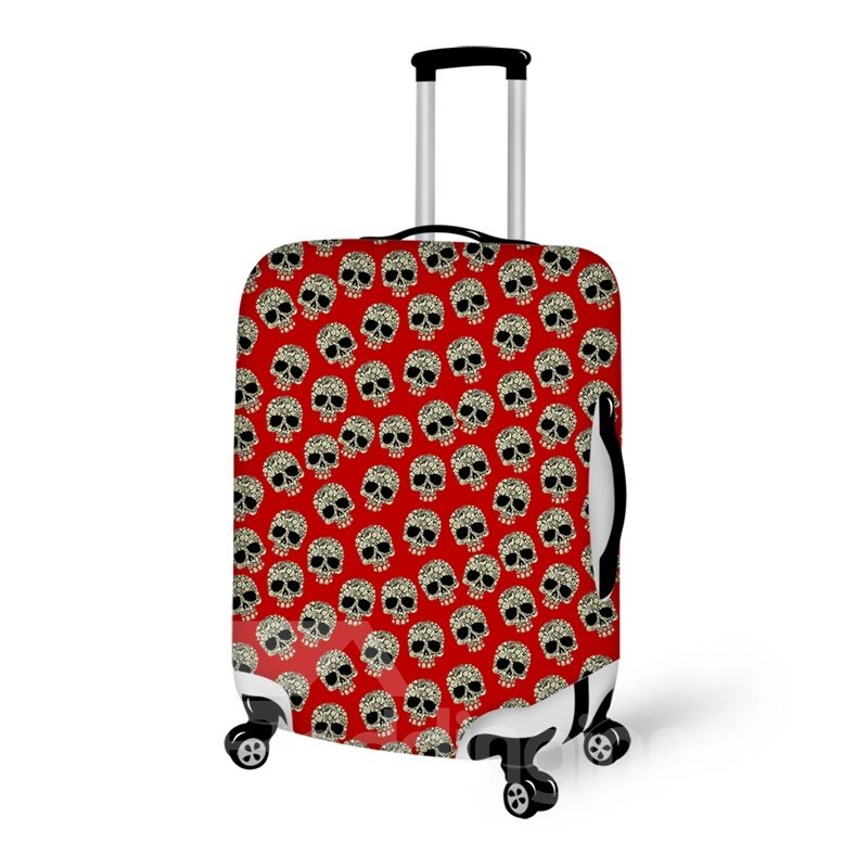 Skull Pattern Cool Style Fashion Washable Waterproof Travel Zipper Nylon 3D Luggage Cover