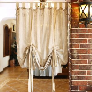 American Beige Roman Blinds Cotton Linen Curtain Blackout Lace Curtains Pull-up Curtain