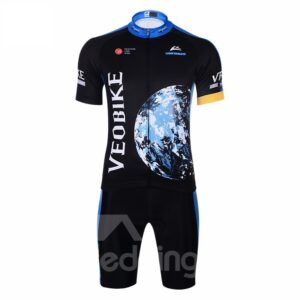 Earth Pattern 3D Padded Pants Short Sleeve Men's Cycling Jersey