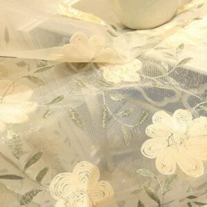Floral Embroidery Sheer Curtains Beige Noble and Elegant for Living Room Bedroom Decoration Custom 2 Panels Drapes Breathable Voile Drapes