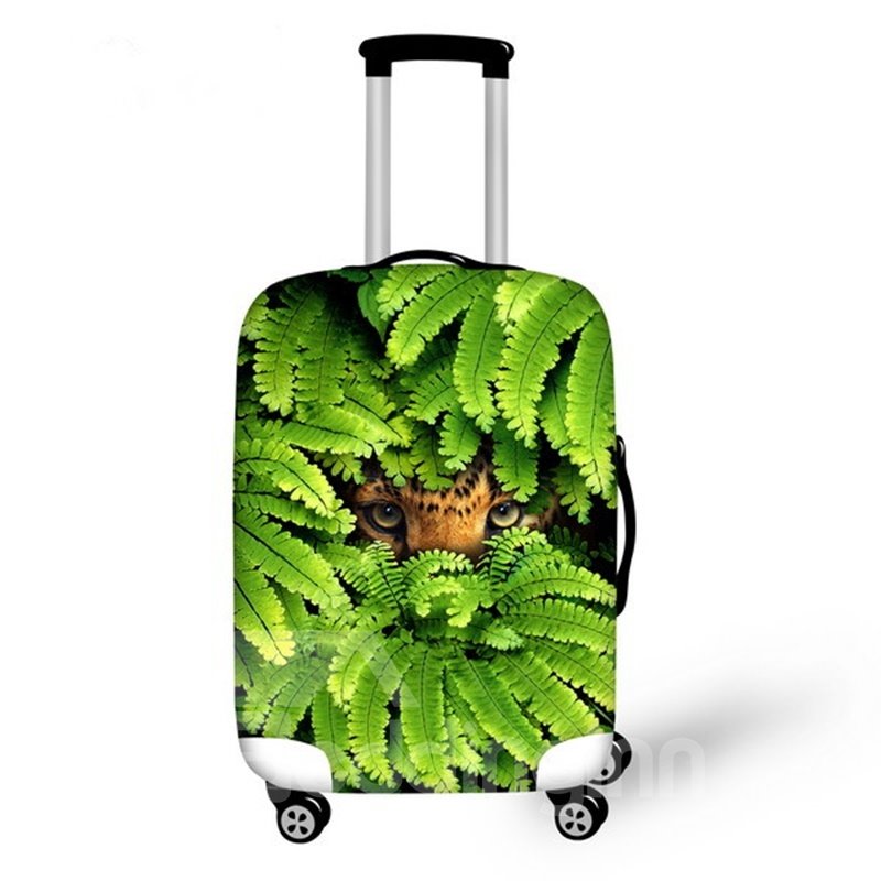 Creative Animals Hide in Leaves Pattern 3D Painted Luggage Protector Cover - Image 11