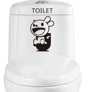 Simple Happy Rabbit Toilet Wall Stickers for Home Decoration