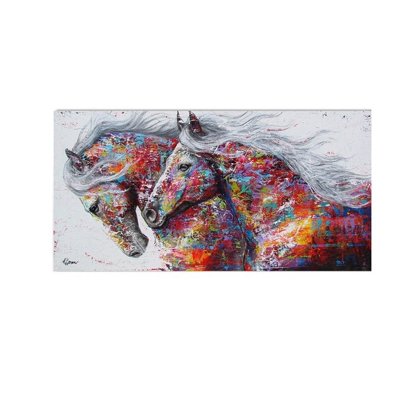 Wall Art World Colored Horse Non-Framed Oil Painting Home Decor