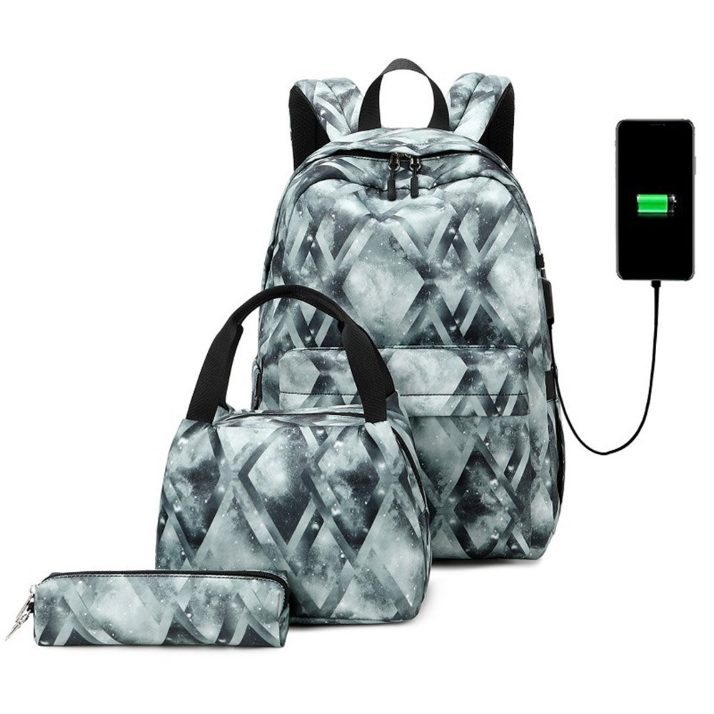 3pcs Waterproof School Backpacks Set for Teens USB Charging Port 3 in 1 Bags Sets - Image 3
